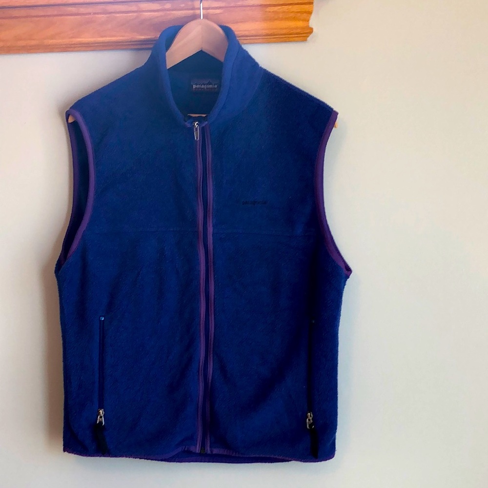 PATAGONIA Mens Vintage Synchilla blue Zip front fleece vest Size medium